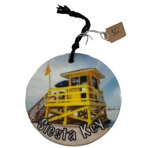 Siesta Key Ceramic Ornament Yellow Lifeguard Tower Beach Souvenir Decor